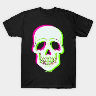 3D Glitch Skull (Pink and Green Version) T-Shirt